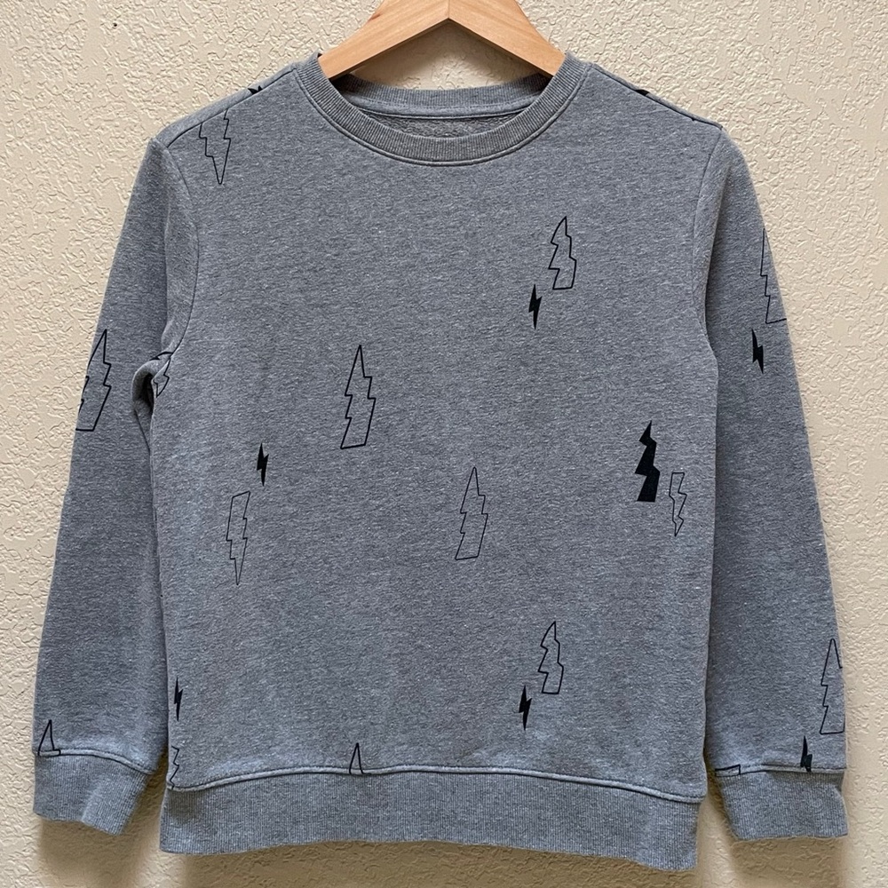 Cat & Jack Boy Pullover Sweatshirt Thunderbolt Print Size L 10/12